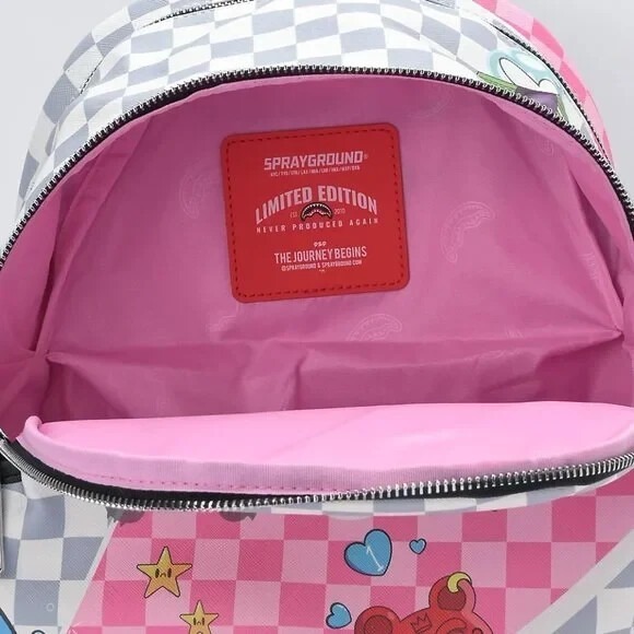 Sprayground Tokyo Bubble Grey and Pink Checkered Backpack Limited Edition - Picture 6 of 7